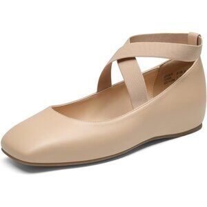 Dream Pairs Women's Nude-pu Polyurethane (PU) Slip-on Square Toe Ballet Flats